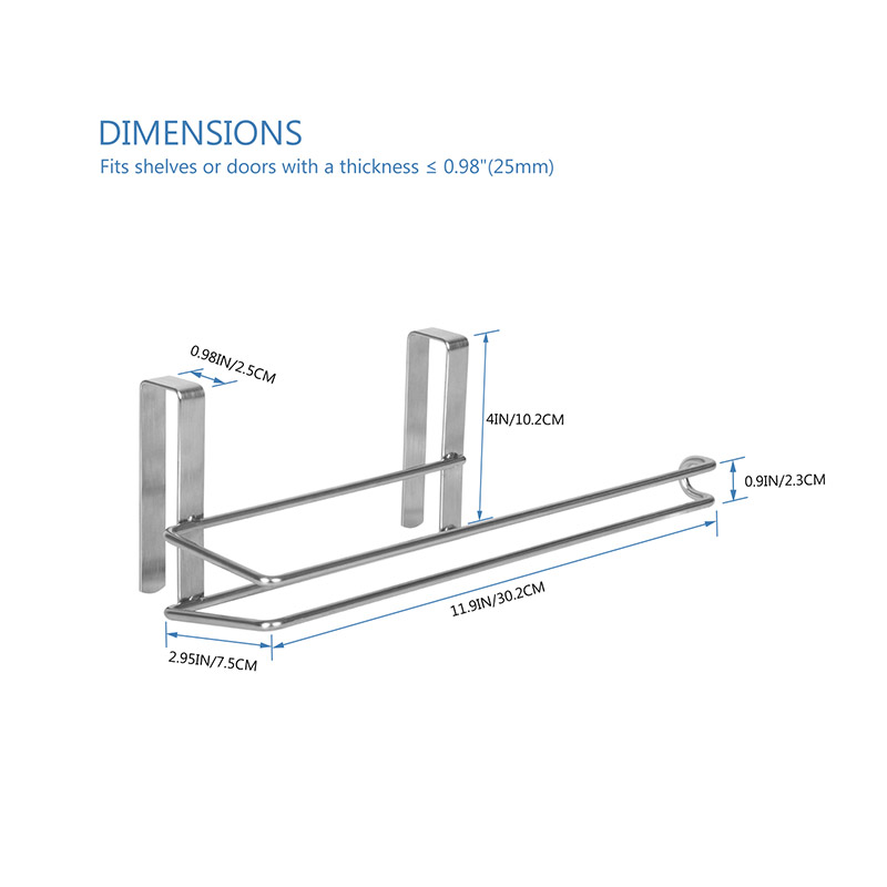 Stainless Steel Paper Towel Holder JSVER Under Cabinet Paper Towel Holder, Kitchen  Towel Holder, Over Door paper Towel