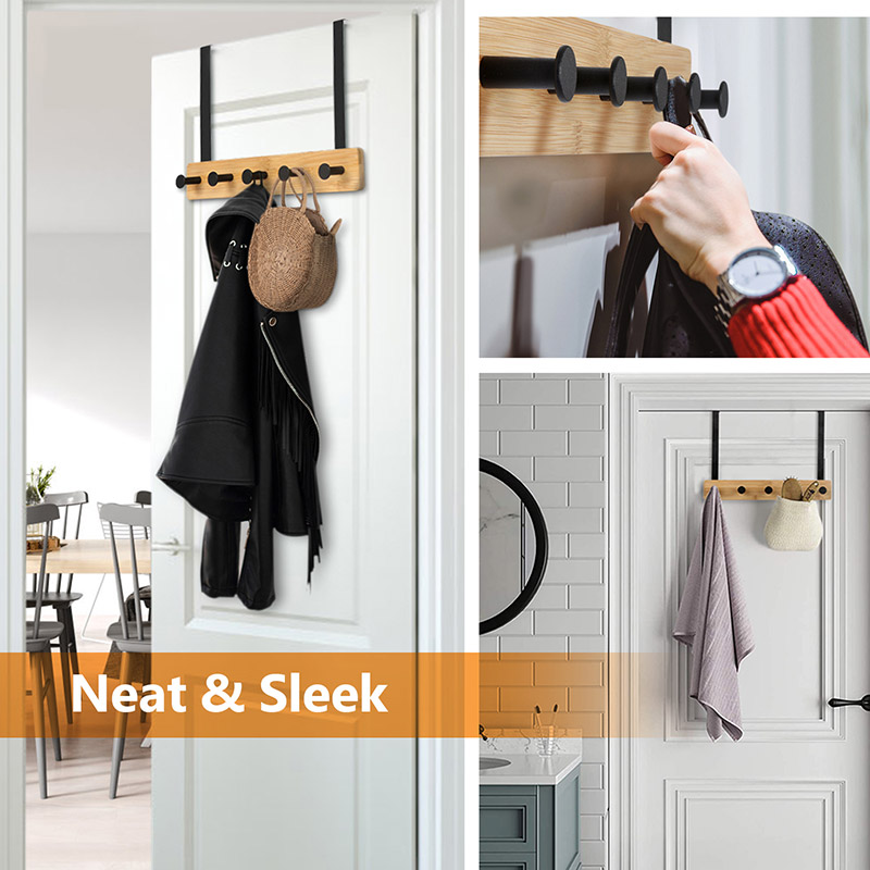 Coat Rack Wall Mounted Coat Hat Aluminum Hooks 3M Tape Adhesive